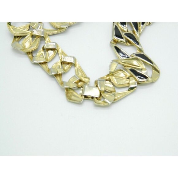 Pcraft Black Enamel Chain Link Gold Tone Necklace - Picture 4 of 4